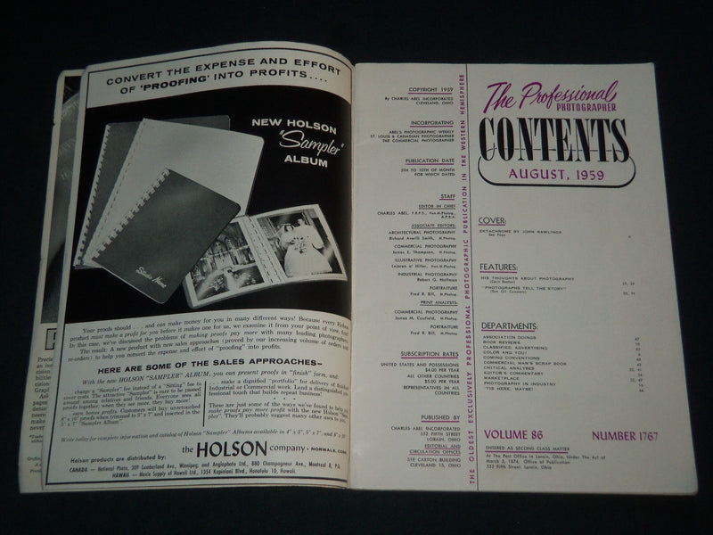 1959 AUGUST THE PROFESSIONAL PHOTOGRAPHER MAGAZINE VOLUME 86 NO. 1767 - J 3975