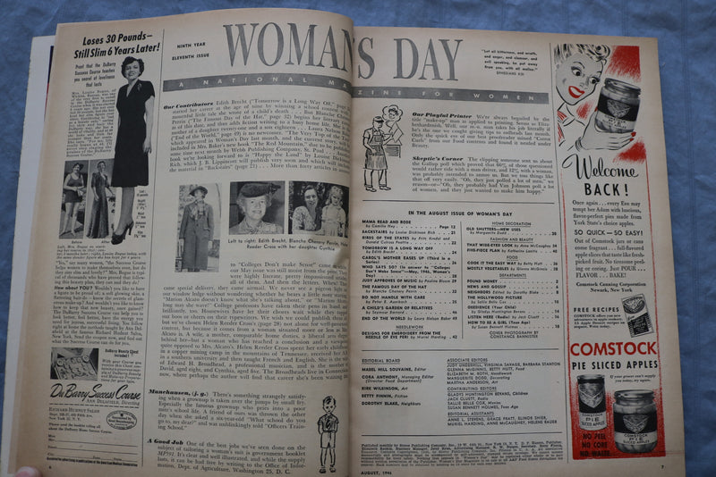 1946 AUGUST WOMAN'S DAY MAGAZINE - GREAT COVER, ARTICLES & ADS - ST 1000R