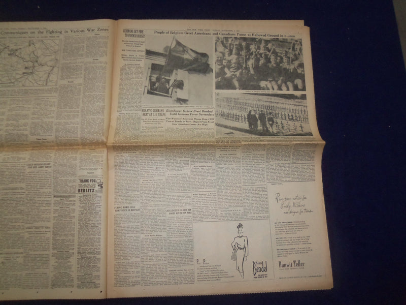 1944 SEP 4 NEW YORK TIMES - GERMANS FLEE AS ALLIES DRIVE ON BRUSSELS - NP 6613