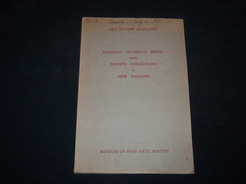 1939 ART IN NEW ENGLAND PAINTINGS DRAWINGS PRINTS CATALOGUE - J 9027
