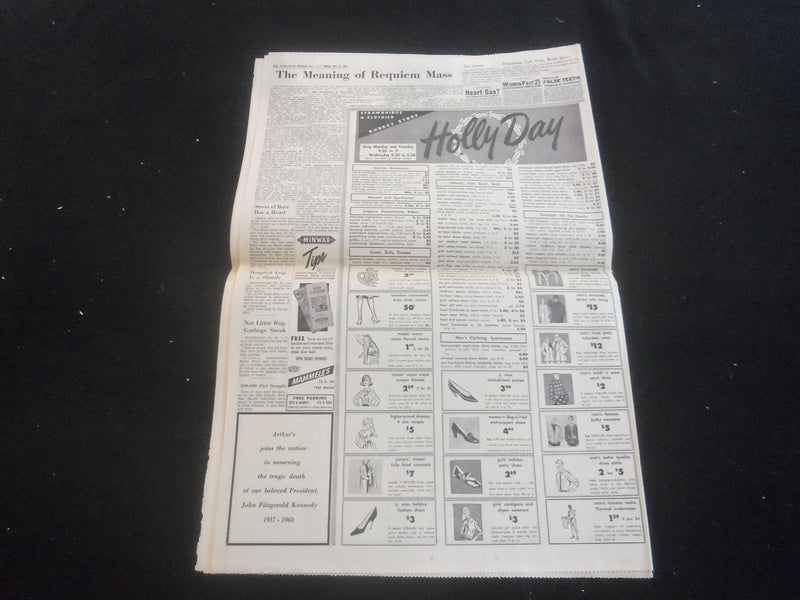1963 NOV 23 EVENING JOURNAL NEWS NEWSPAPER - LAST FAREWELL TO KENNEDY - NP 5805
