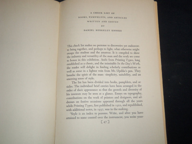 1940 DANIEL BERKELEY UPDIKE AND THE MERRYMOUNT PRESS BOOK - J 9204