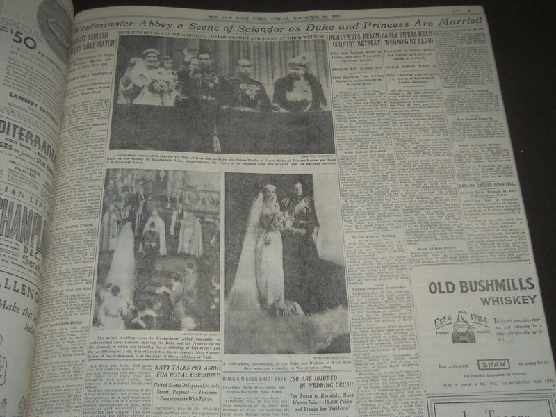 1934 NOVEMBER 30 NEW YORK TIMES - DUKE & PRINCESS WED AMID BRITISH - NT 7051