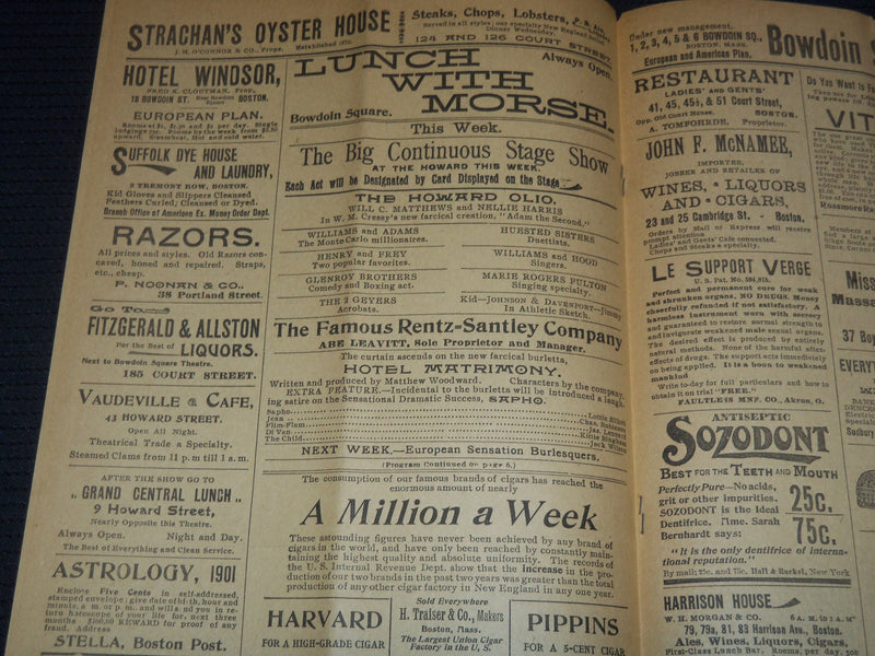 1900-1902 HOWARD ANTHENAEUM PROGRAMME LOT OF 9 - BOSTON MASSACHUSETTS - J 9247