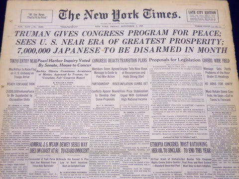 1945 SEPT 7 NEW YORK TIMES - 7,000,000 JAPANESE TO BE DISARMED IN MONTH - NT 236