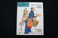 1942 JANUARY 10 COLLIER'S MAGAZINE - A SAILOR IN SNOW AT BUSSTOP COVER - E 11038