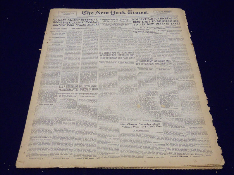 1940 NOV 8 NEW YORK TIMES - ITALIANS LAUNCH OFFENSIVE DRIVE BACK GREEKS - NT 326