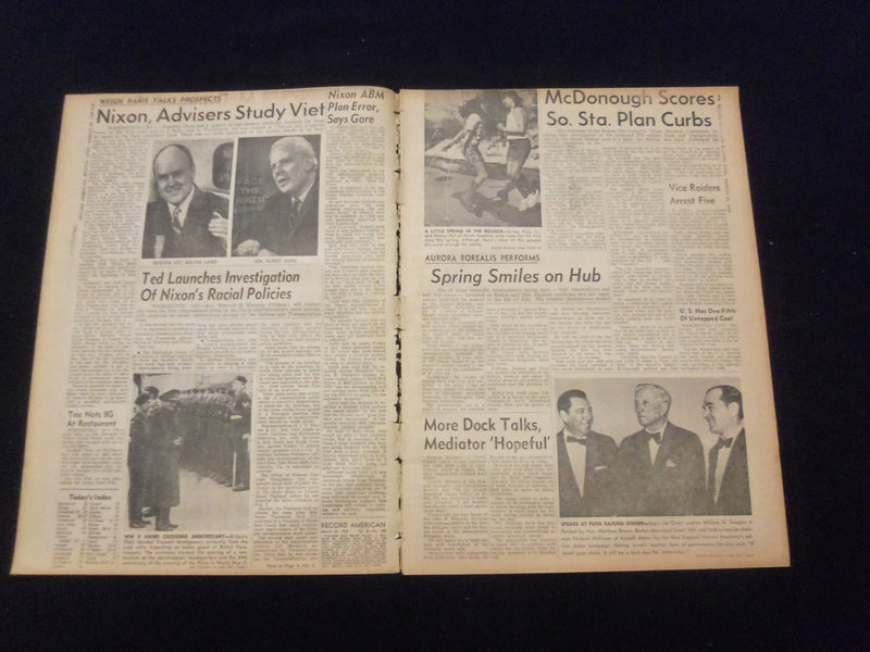 1969 MAR 24 BOSTON RECORD AMERICAN NEWSPAPER-NIXON, NEW VIET WAR POLICY -NP 6339