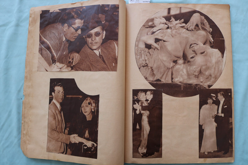 1930'S MOVIE STAR SCRAPBOOK LOADED - HARLOW - LOMBARD - BASEBALL - E 26498
