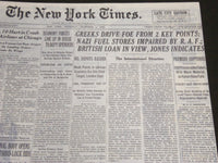 1940 DECEMBER 5 NEW YORK TIMES - GREEKS DRIVE FOE FROM 2 KEY POINTS - NT 7050