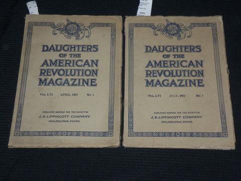 1922 DAUGHTERS OF THE AMERICAN REVOLUTION MAGAZINE LOT OF 2 ISSUES - J 6943