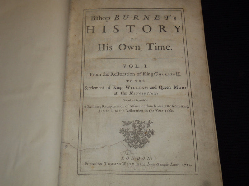 1724-1734 BISHOP BURNET'S HISTORY OF HIS OWN TIME VOLUME 1 & 2 - #12