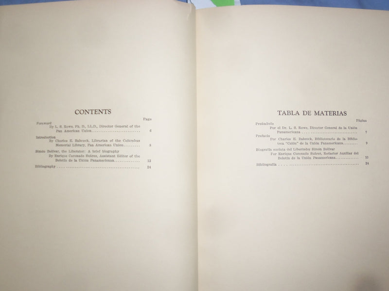1933 BIBLIOGRAPHY OF LIBERATOR SIMON BOLIVAR HARDCOVER BOOK ENG/SP - KD 9358