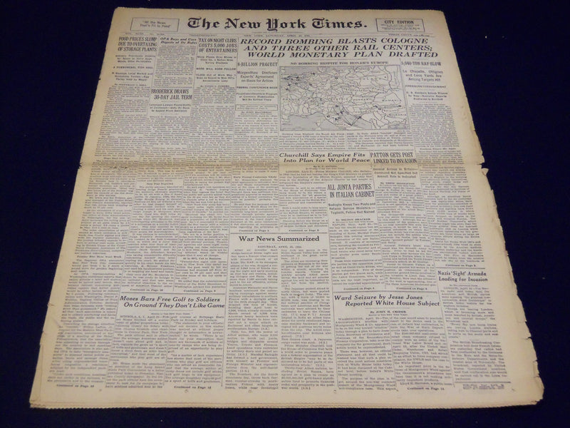 1944 APRIL 22 NEW YORK TIMES - RECORD BOMBING BLASTS COLOGNE - NT 748