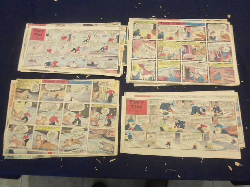 1942-1945 TINY TIM SUNDAY COLOR COMICS - LOT OF 68 - NP 5197