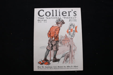 1920 OCT 16 COLLIER'S MAGAZINE - A BOY PULLING BOOK WITH BELT COVER - E 10997