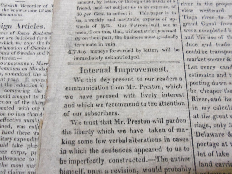 1818 THE UNION U.S. GAZETTE & TRUE AMERICAN NEWSPAPER LOT OF 8 DIFF - NP 1475