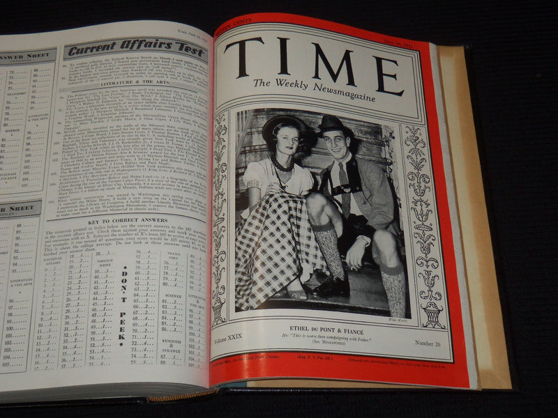 1937 APRIL-JUNE TIME MAGAZINE BOUND VOLUME - GREAT COVERS - NICE ADS - KD 3806M