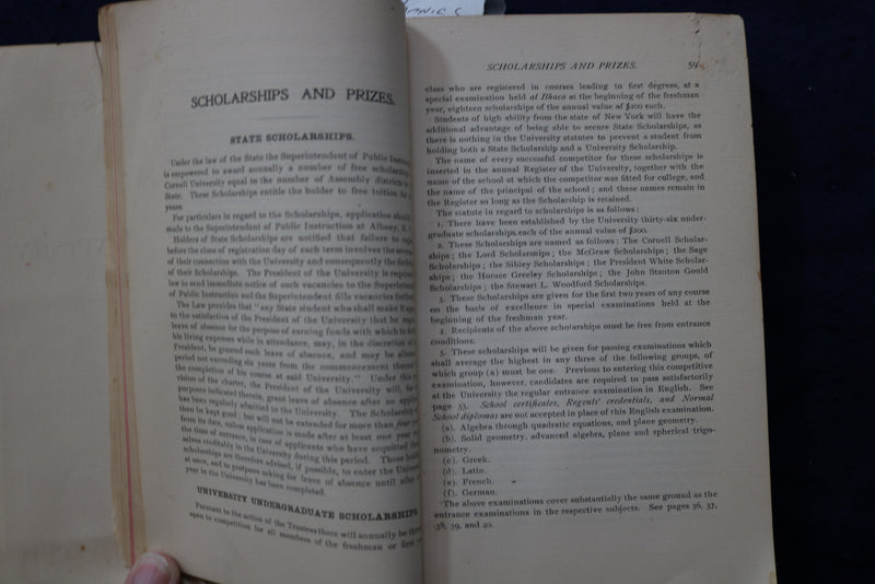 1900-1901 CORNELL UNIVERSITY REGISTER AND MAP - SOFTCOVER BOOK - K 823