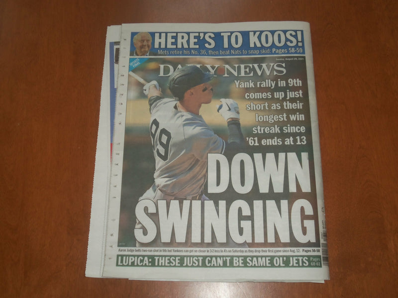 2021 AUGUST 29 NEW YORK DAILY NEWS NEWSPAPER - MENACE TO TRASH & PEOPLE IN NYC