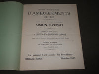 1933 SIMON-VIVENOT D'AMEUBLEMENTS DE L'EST FRENCH CATALOGUE - FR 733