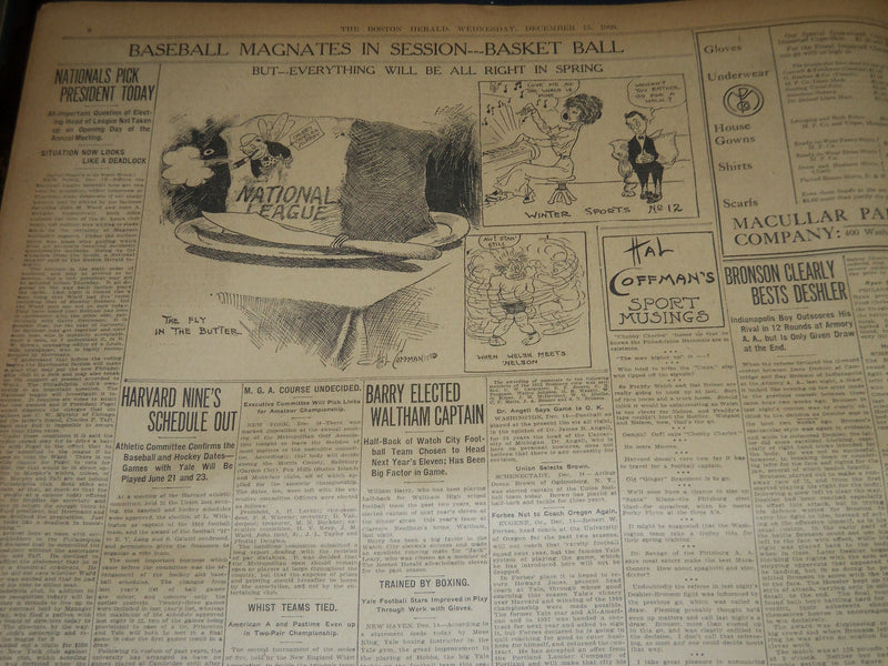 1909 DECEMBER 15 THE BOSTON HERALD - WORCESTER RE-ENTERS LICENSE FOLD - BH 315