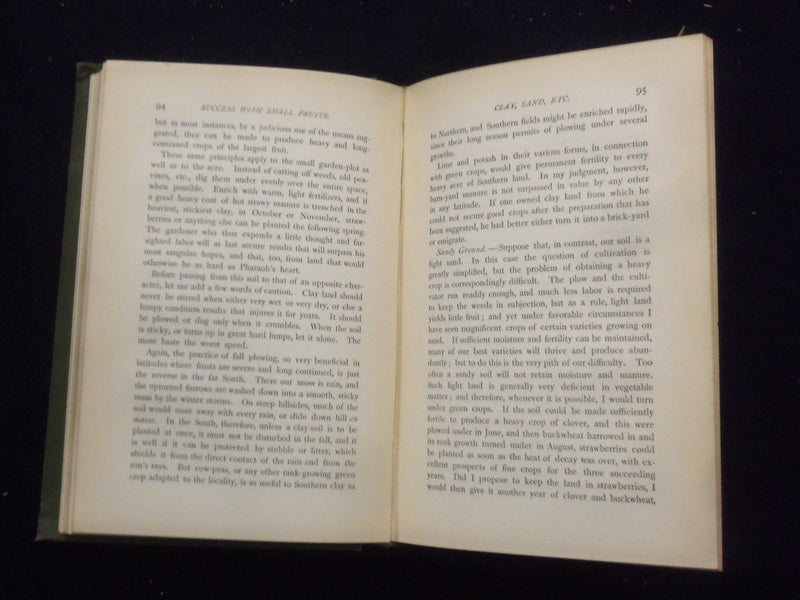 1898 SUCCESS WITH SMALL FRUITS HARDCOVER BOOK BY E. P. ROE - KD 8364
