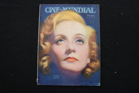 1931 NOVEMBER CINE-MUNDIAL MAGAZINE - MARLENE DIETRICH COVER - E 25126