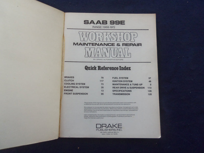 1973 RENAULT 10 1967-72 & SAAB 99E 1968-72 SOFTCOVER MANUALS -LOT OF 2 - KD 8200