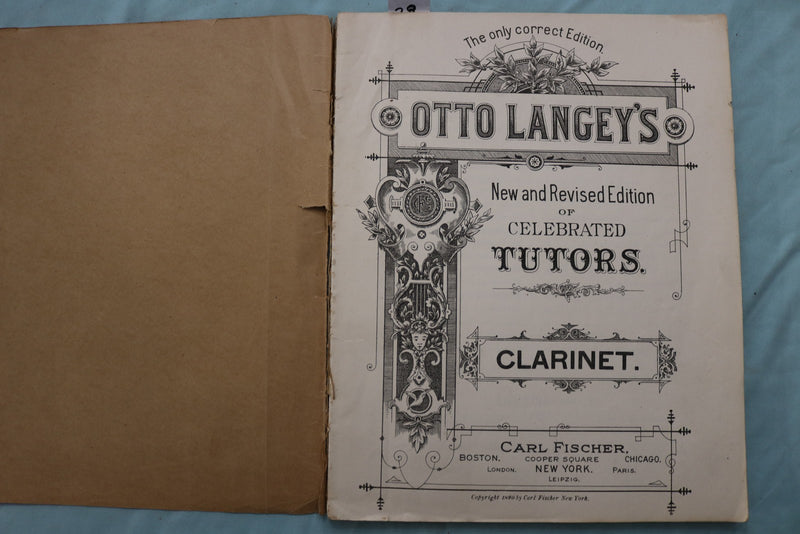 1890 OTTO LANGEY'S TUTORS CLARINET & SLIDE TROMBONE- LOT OF 2- SOFTCOVER- K 3384