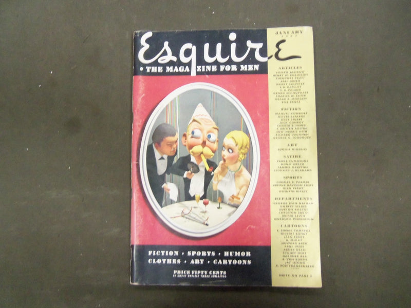 1937 JANUARY ESQUIRE MAGAZINE - NICE ILLUSTRATIONS, COVER AND ADS - ST 3090