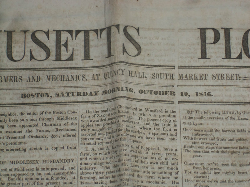 1846 OCTOBER 10 MASSACHUSETTS PLOUGHMAN - BENNINGFIELD'S ELECTRIC GUN - NP 5133