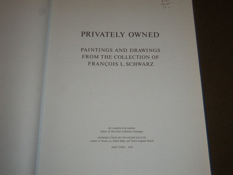 1975 PRIVATELY OWNED BY JOSEPH FOCARINO BOOK - FRANCOIS L. SCHWARZ - KD 3616