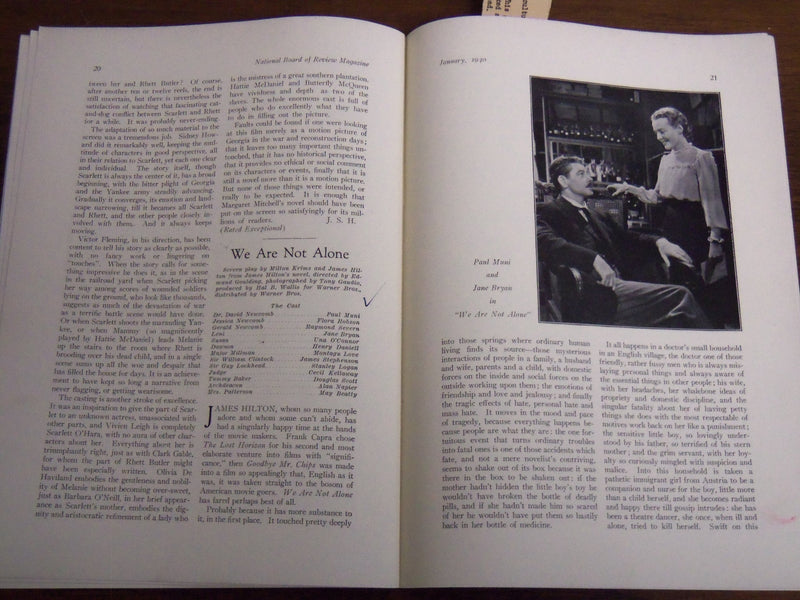1940 JANUARY NATIONAL BOARD OF REVIEW MAGAZINE - CLARK GABLE & LEIGH - K 1147
