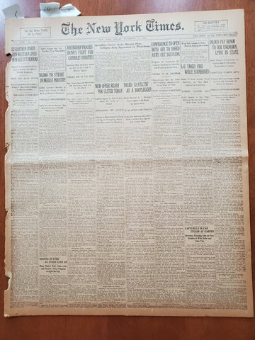 1921 NOV 11 NEW YORK TIMES - 90,000 PAY HONOR TO UNKNOWN LYING IN STATE- NT 8018