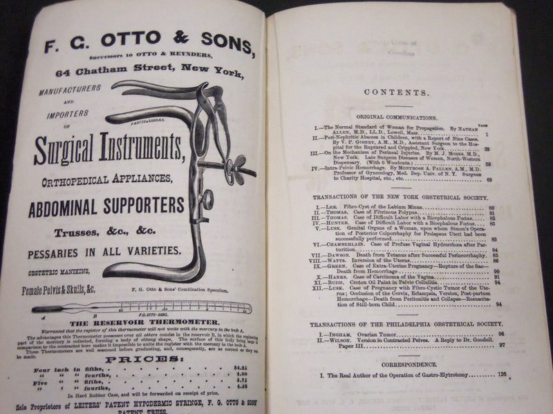 1876 THE AMERICAN JOURNAL OF OBSTETRICS MAGAZINE LOT OF 3 - NICE ADS - O 1092