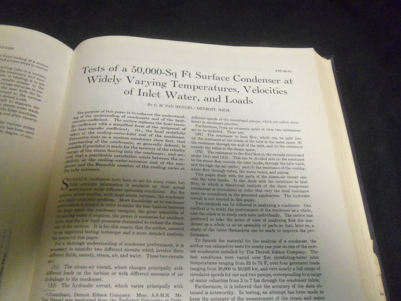 1936 AMERICAN SOCIETY OF MECHANICAL ENGINEERS JOURNAL BOUND VOLUME - R 805
