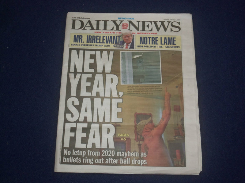 2021 JANUARY 2 NEW YORK DAILY NEWS NEWSPAPER - SENATE OVERRIDES TRUMP VETO