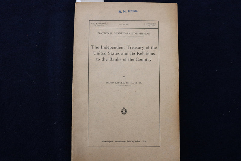 1910 NATIONAL MONETARY COMMISSION SENATE PUBLICATIONS - LOT OF 6 - O 3402