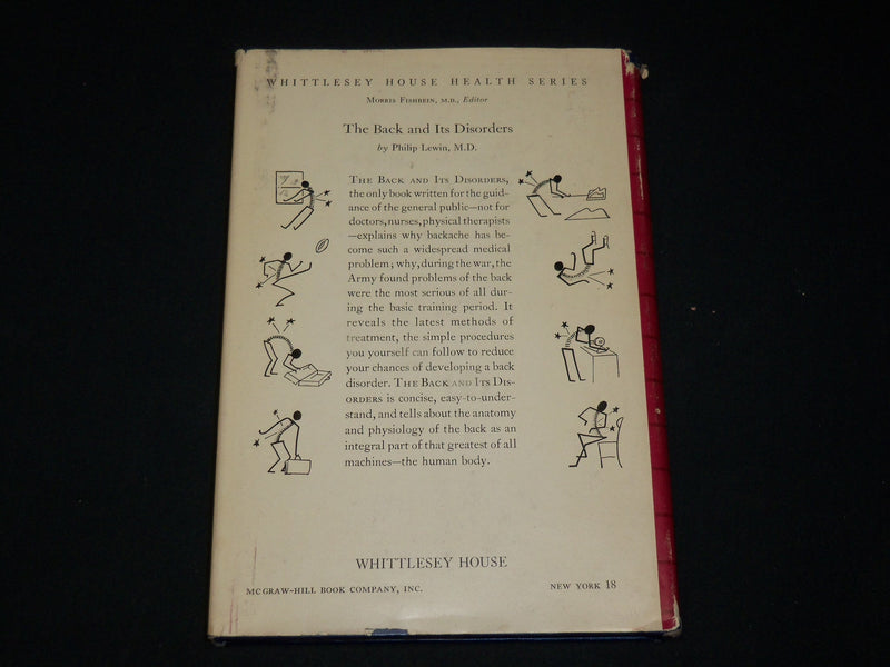 1948 THE BACK AND ITS DISORDERS HARDCOVER BOOK BY PHILIP LEWIN, M. D.- KD 6469