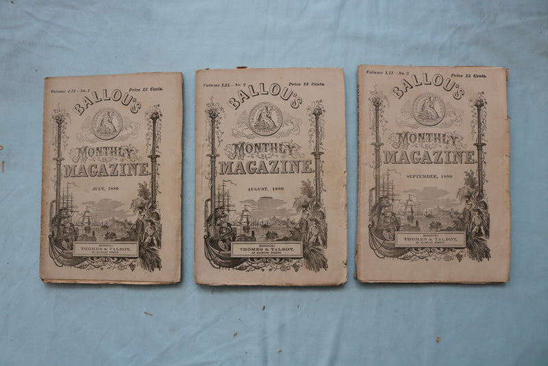1880 BALLOU'S MONTHLY MAGAZINE - COMPLETE YEAR - LOT OF 12 - O 3975