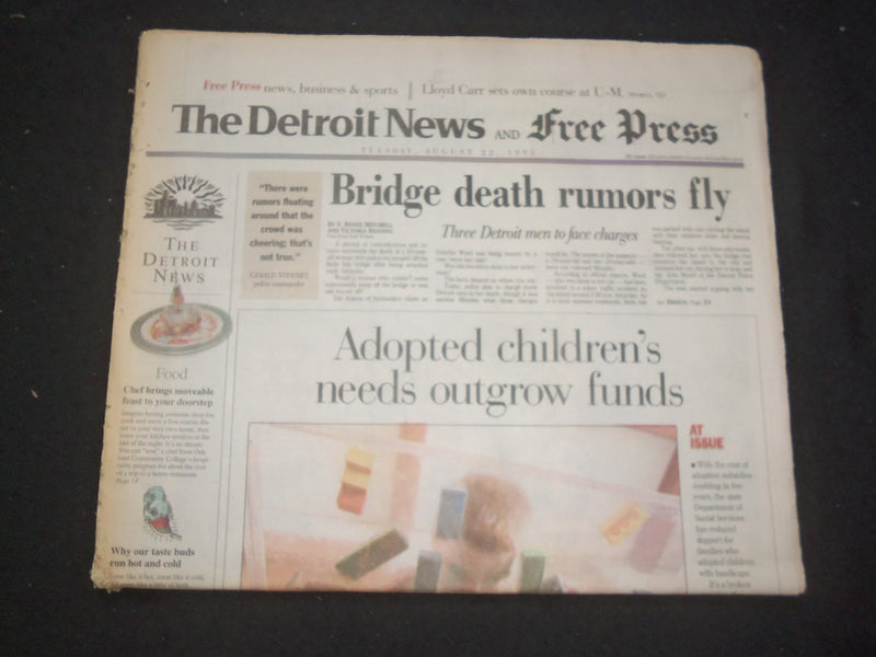 1995 AUG 22 DETROIT NEWS/FREE PRESS NEWSPAPER -BRIDGE DEATH RUMORS FLY - NP 7717