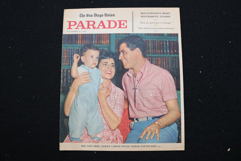1960 NOV 27 PARADE MAGAZINE - MR. & MRS. JERRY LEWIS & 5TH SON COVER - E 25651