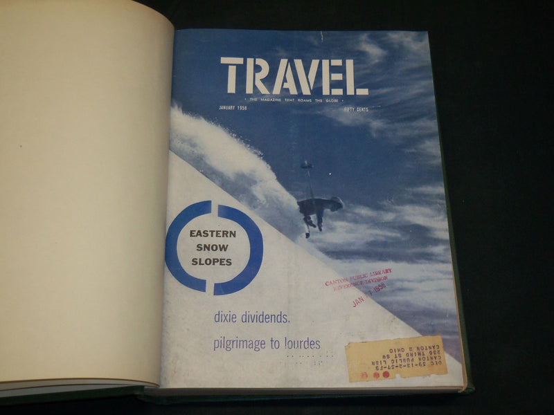 1958 JANUARY-DECEMBER TRAVEL MAGAZINE BOUND VOLUME - GREAT COVERS - KD 6000