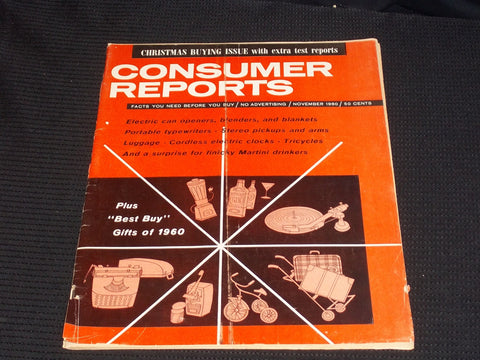 1960 NOVEMBER CONSUMER REPORTS MAGAZINE - 1960 GIFTS FRONT COVER - E 6412
