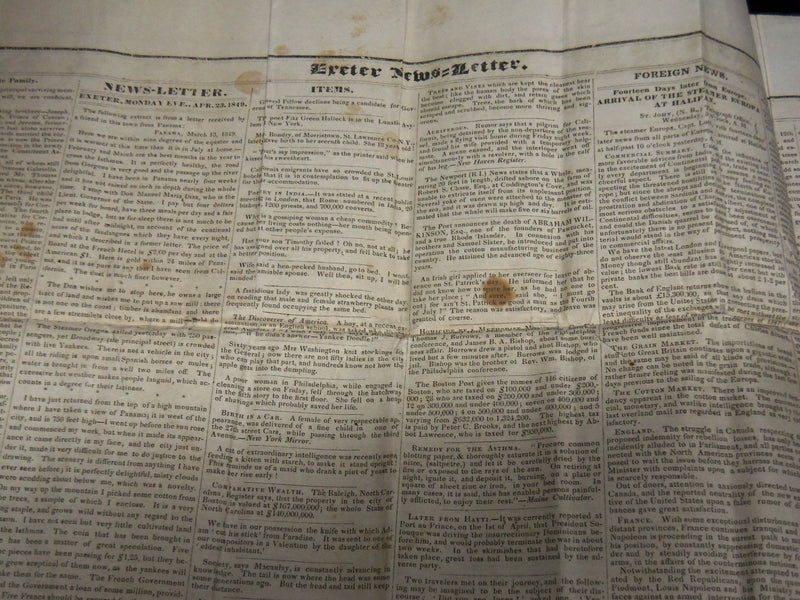 1849 EXETER NEWS LETTER ROCKINGHAM ADVERTISER - NEW HAMPSHIRE LOT OF 2 - K 56