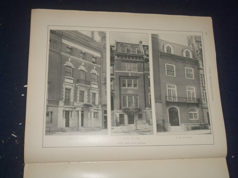 1908 SEPTEMBER THE BRICKBUILDER MAGAZINE - NEW YORK CITY HOUSES - ST 258J