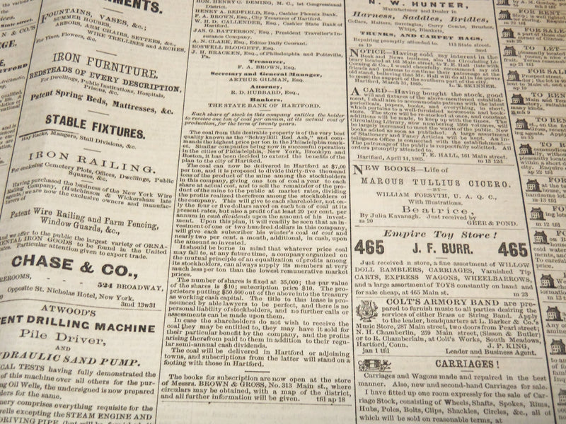 1865 MAY 26 HARTFORD DAILY COURANT NEWSPAPER - NEGRO SUFFRAGE - NP 4252G