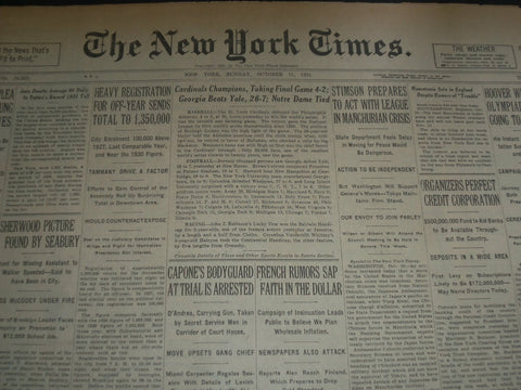 1931 OCT 11 NEW YORK TIMES - CARDINALS CHAMPIONS TAKING FINAL GAME 4-2 - NT 7343
