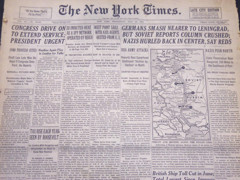 1941 JULY 16 NEW YORK TIMES - DIMAGGIO STREAK REACHES 55 - NT 5158